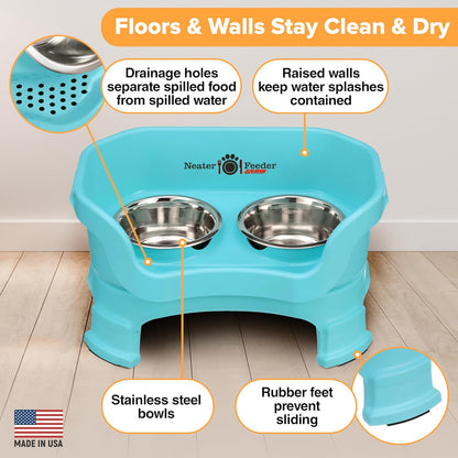 Neater Feeder Deluxe Mess Proof Cat Bowls Elevated for All Breeds – Made in USA – No Spill Raised