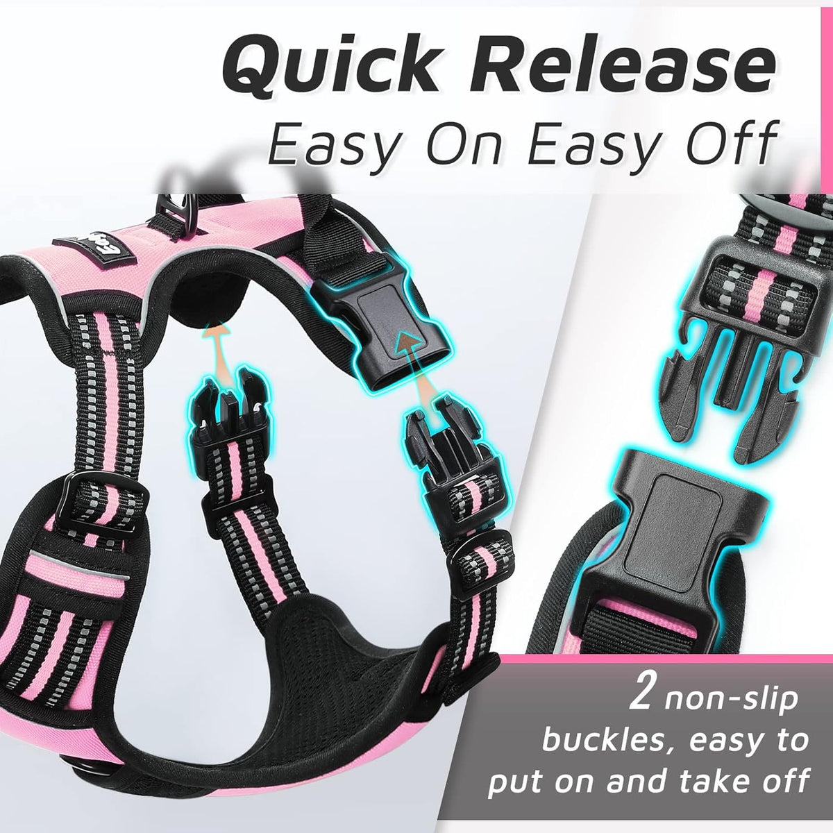 Eagloo Dog Harness for Large Dogs, No Pull Service Vest with Reflective Strips and Control Handle