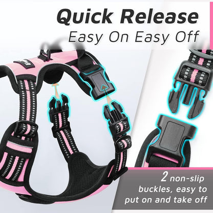 Eagloo Dog Harness for Large Dogs, No Pull Service Vest with Reflective Strips and Control Handle