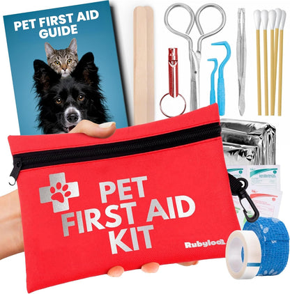 Dog First Aid Kit for Hiking & Travel - Vet Approved Emergency Supplies - Pet First Aid Kit Guide