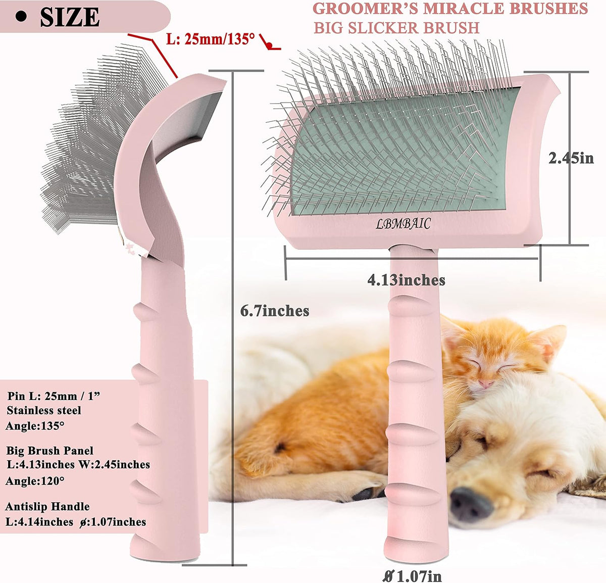 Super Dense Soft Slicker Brush for Thick and Long Fur Dogs - Grooming Brush for Fluff, Shedding