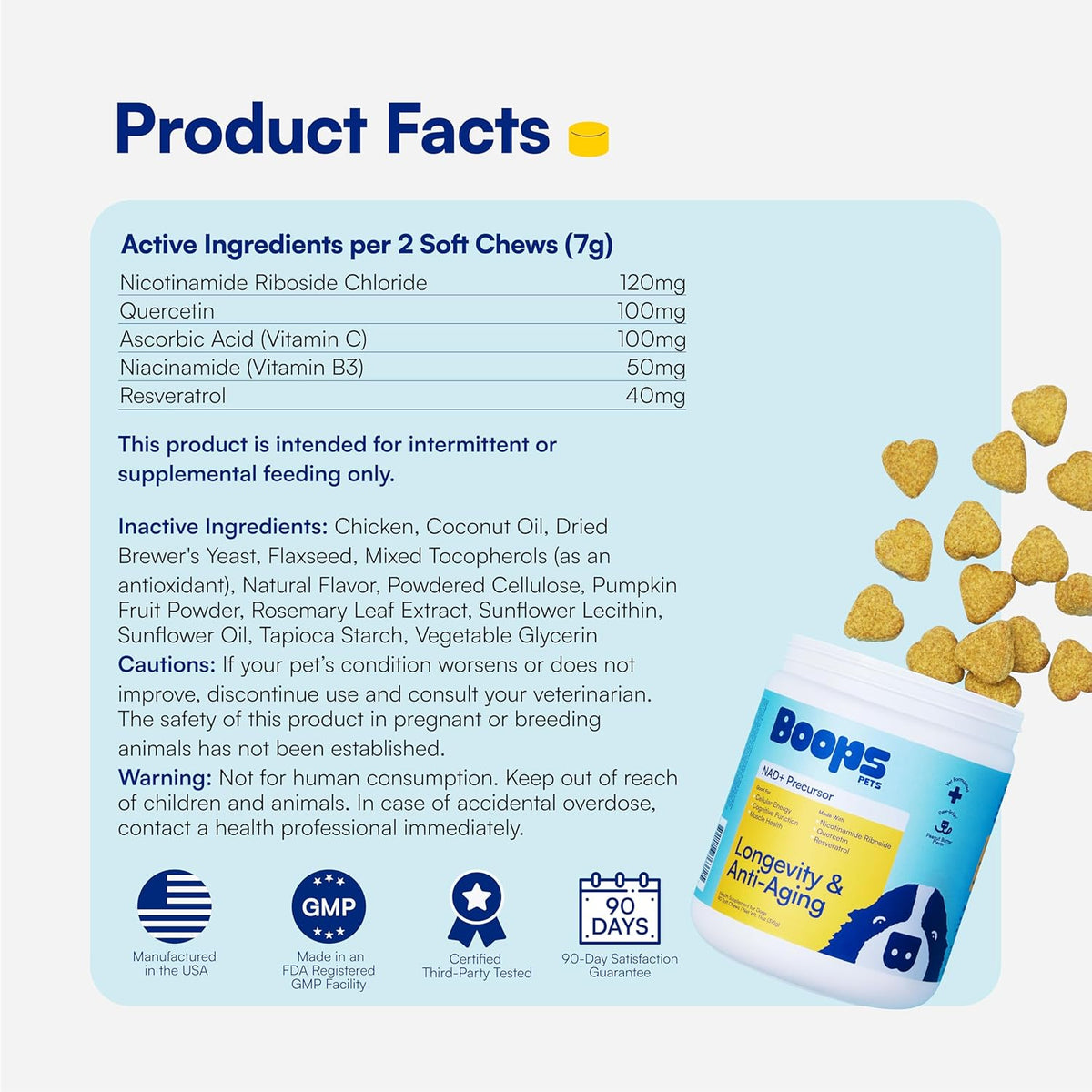 NAD+ Precursor & Senior Dog Supplement - 90 Soft Chews & Vitamins - NMN Alternative for Longevity