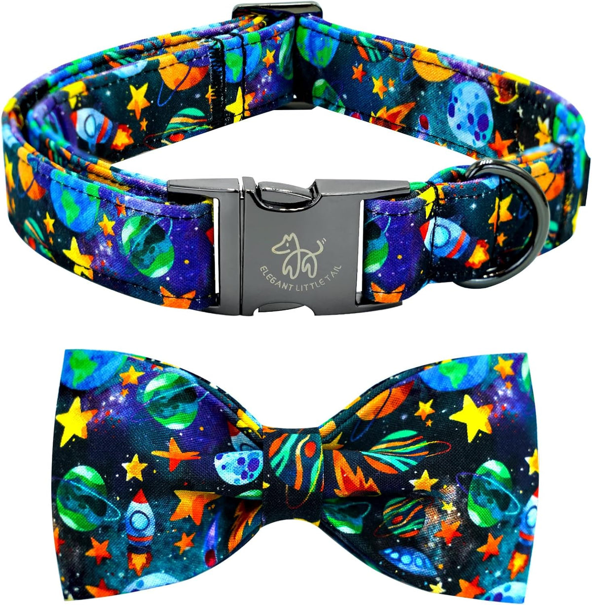 Elegant little tail Dog Collar, Boy Pet Collrs Blue Durable Soft Bowtie Dog Collar Adjustable Dog