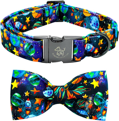 Elegant little tail Dog Collar, Boy Pet Collrs Blue Durable Soft Bowtie Dog Collar Adjustable Dog