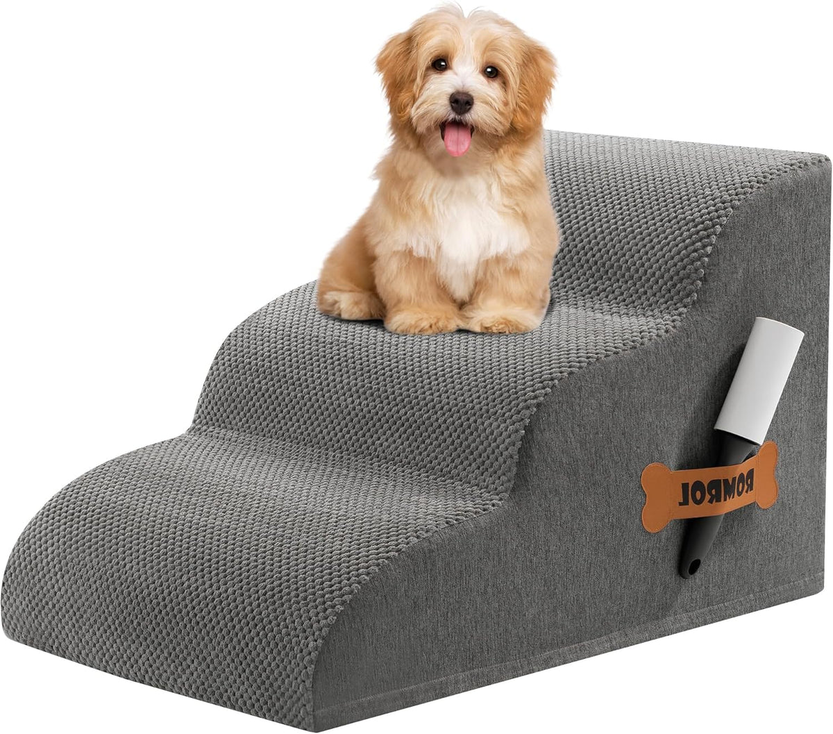 Romrol Dog Stairs Ramp for Beds Couches, Extra Wide Pet Steps with Durable Non-Slip Waterproof