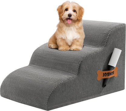 Romrol Dog Stairs Ramp for Beds Couches, Extra Wide Pet Steps with Durable Non-Slip Waterproof