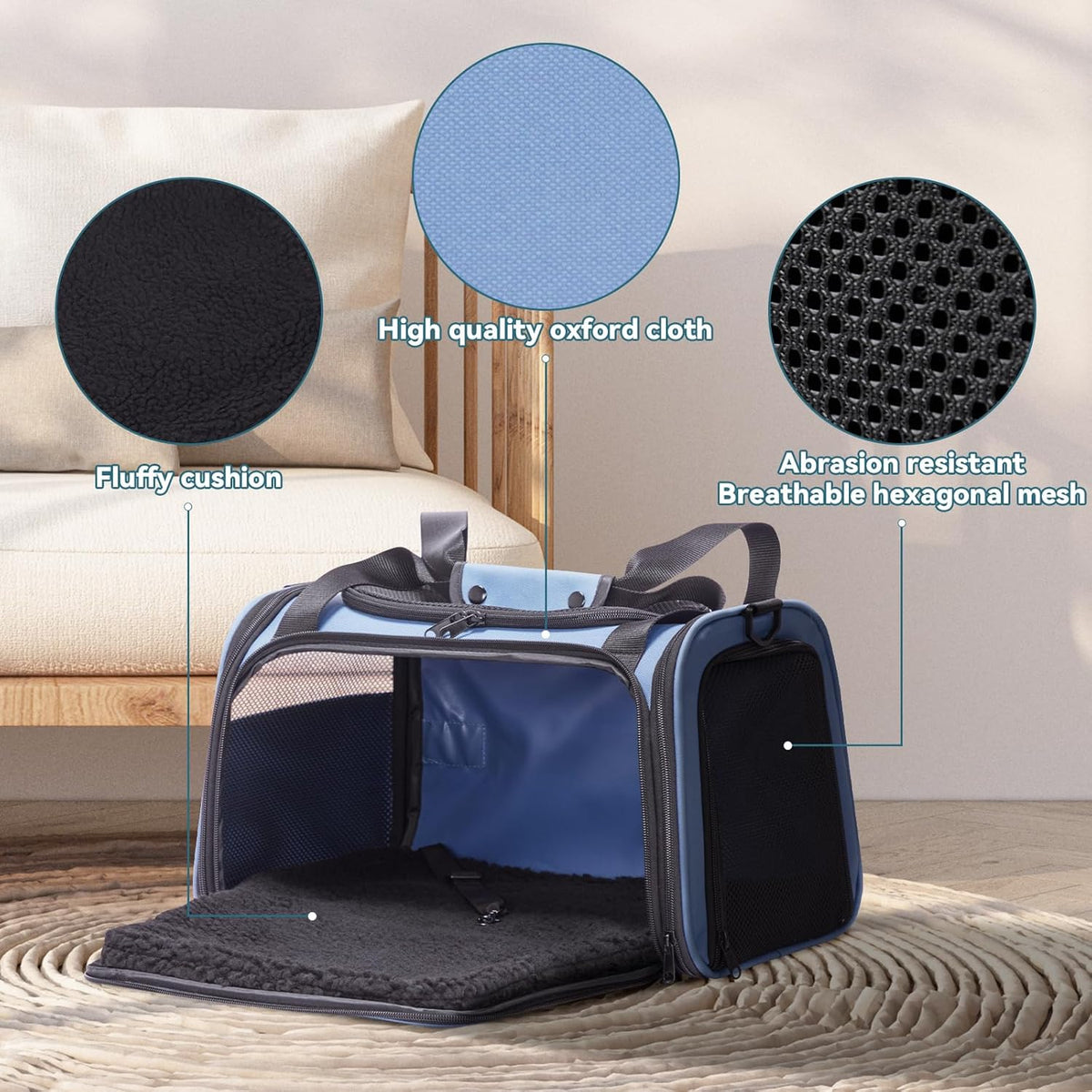 PETSFIT Dog Carrier for Small Dogs, Small Dogs Carrier Bag, Soft-Sided Pet Carrier with a Safety