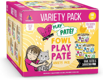 Weruva B.F.F. Play - Best Feline Friend Paté Lovers, Aw Yeah!, Fowl Play Yellow Patés Variety Pack