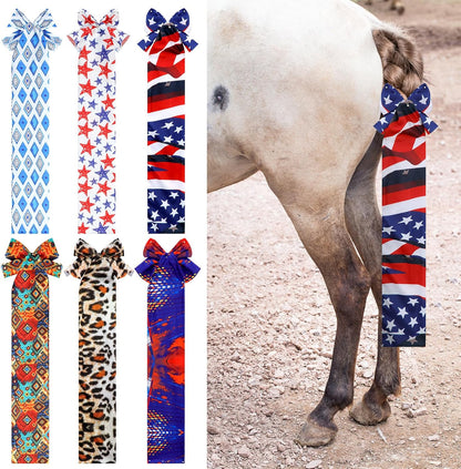 6 Pcs Horse Tail Bag Breathable Guard 22" Slip on Horse Care Tail Wrap 2 Strand Closure Straps