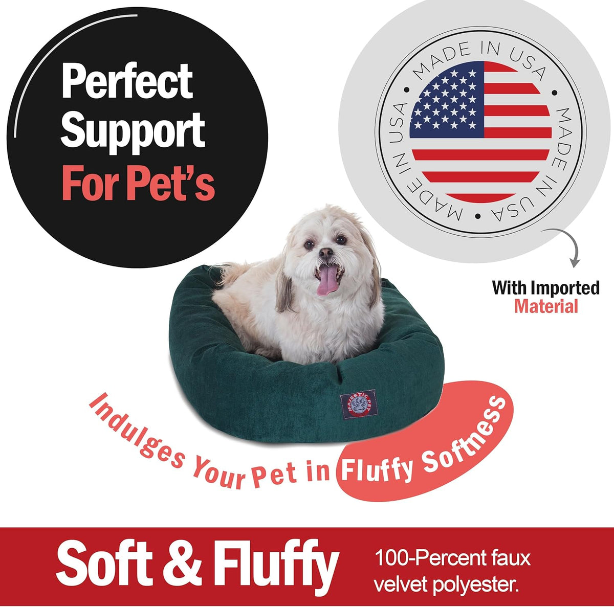 Majestic Pet 24 Inch Micro Velvet Calming Dog Bed Washable 24x19x7 (inch) – Cozy Soft Round Donut