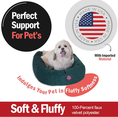 Majestic Pet 24 Inch Micro Velvet Calming Dog Bed Washable – Cozy Soft Round Dog Bed with Spine for