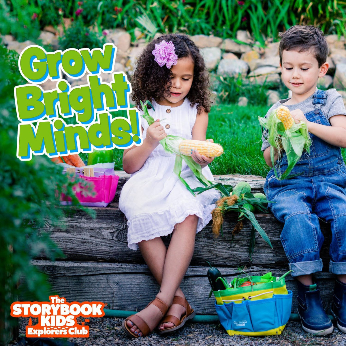 Matching Board Book - Green Kids Gardening Tools Set Includes Sturdy Tote Bag, Watering Can