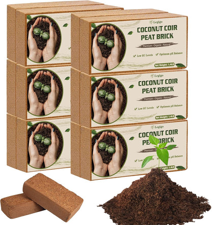 Legigo 12 Pack Premium Coco Coir Brick for Plants- 100% Organic Compressed Coconut Coir Bricks