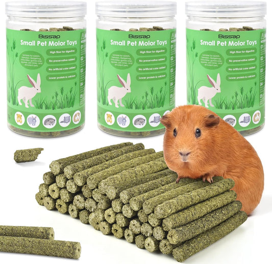 Bissap 114PCS Timothy Hay Sticks for Rabbits, Natural Timothy Grass Molar Teeth Stick Chew Toys for