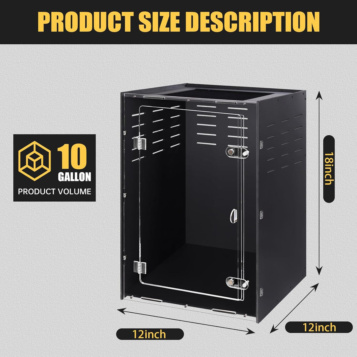 12x12x18 Reptile Enclosure – Acrylic Reptile Tank for Gecko, Snake, and Lizard – Compact PVC