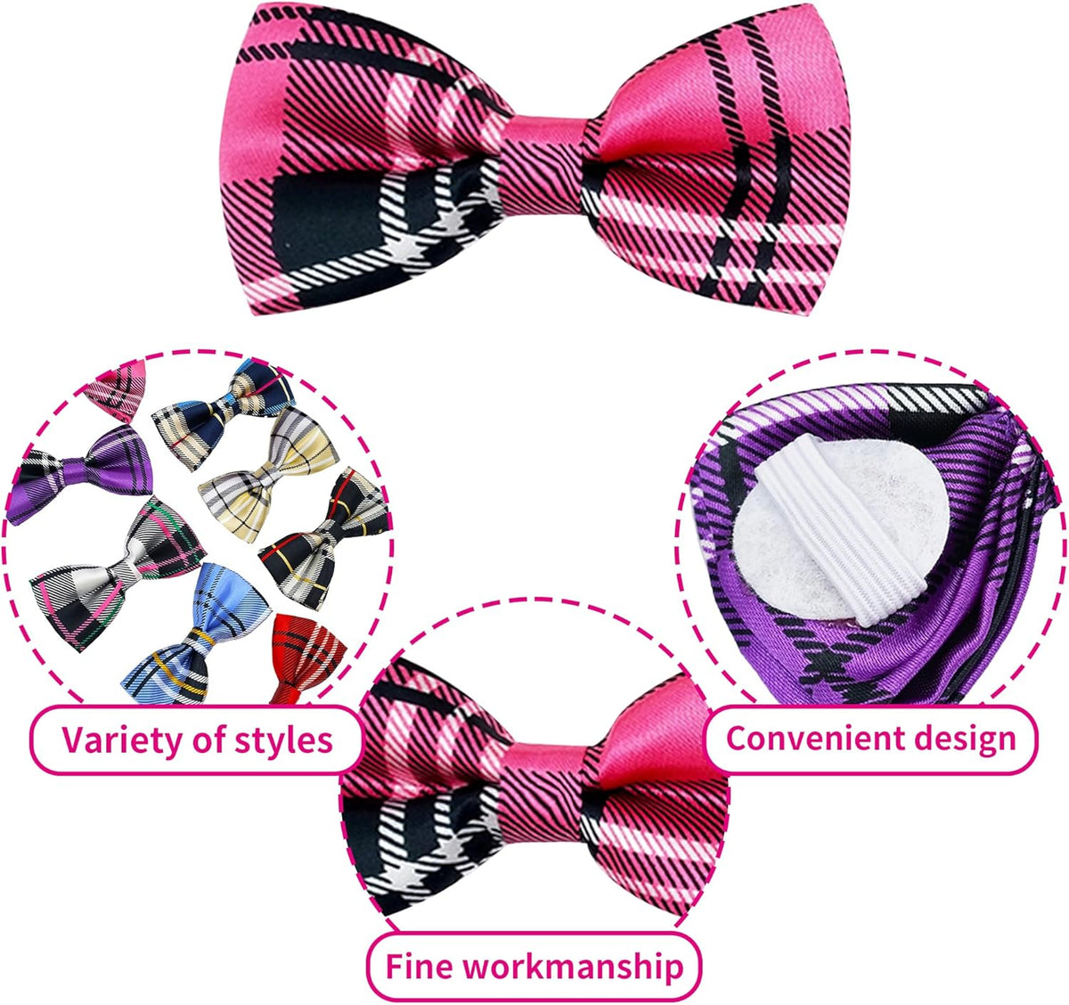 PET SHOW 8pcs Plaid Small Dogs Collar Bow Ties Puppies Cats Collar Charms Accessories Slides