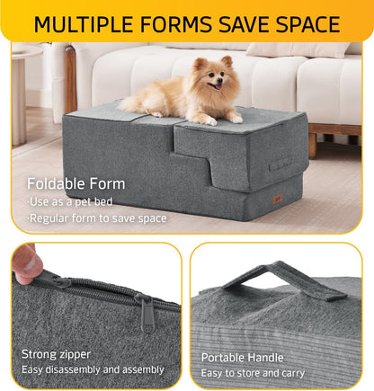 Dog Stairs for Bed, Dog Steps for Bed Couch Sofa, 35D Foam Pet Steps for Small Dogs and Cats, Extra