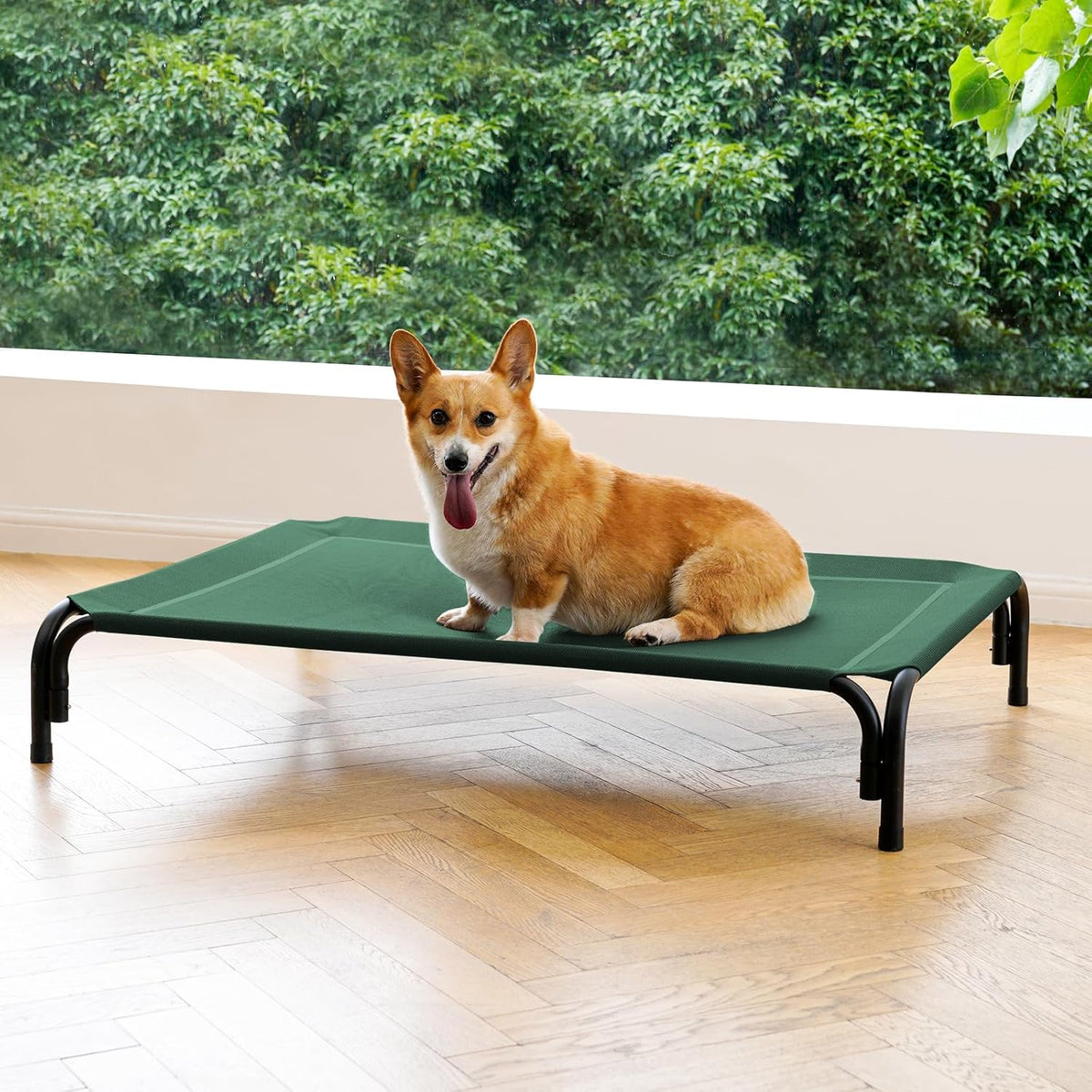 Elevated Dog Bed Raised Outdoor Dog Cot for Medium Dogs, Installation Requires No Tools, Frame with