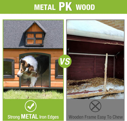 GUTINNEEN Dog House Outdoor with Strong Metal Frame Dog Kennel for Small Medium Large Dogs Puppy