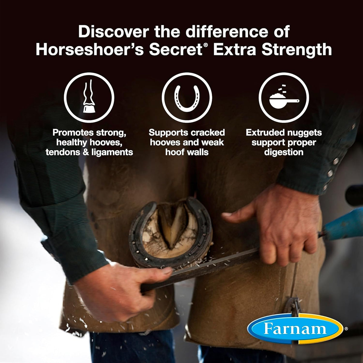 Farnam Horseshoer's Secret Extra Strength Hoof Supplements & Connective Tissue Supplement, Promotes