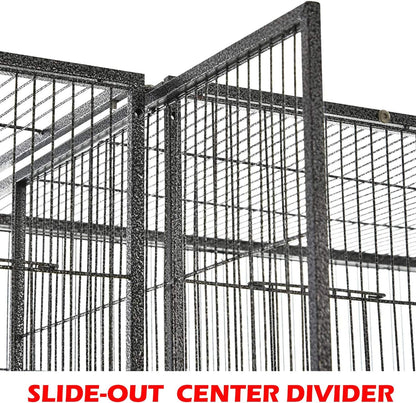 54" Large Double Breeding Flight Bird Wrought Iron Double Parrot Bird Cage Slide Out Center Divider