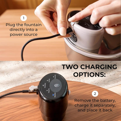 Wireless Cat Water Fountain Stainless Steel, 5200mAh Battery, Ultra Quiet, Automatic Pet Water