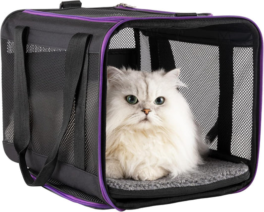 petisfam Soft Pet Carrier for Large and Medium Cats, 2 Kitties, Small Dogs. Easy to Get Cat in