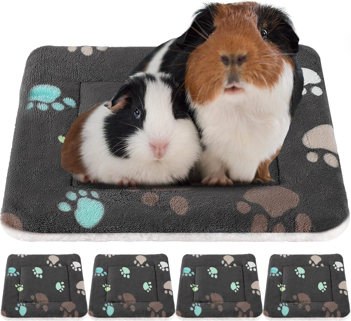 4 Pack Ultra Soft Dog Cat Bed Mat with Cute Prints Reversible Fleece Dog Crate Kennel Pad Cozy