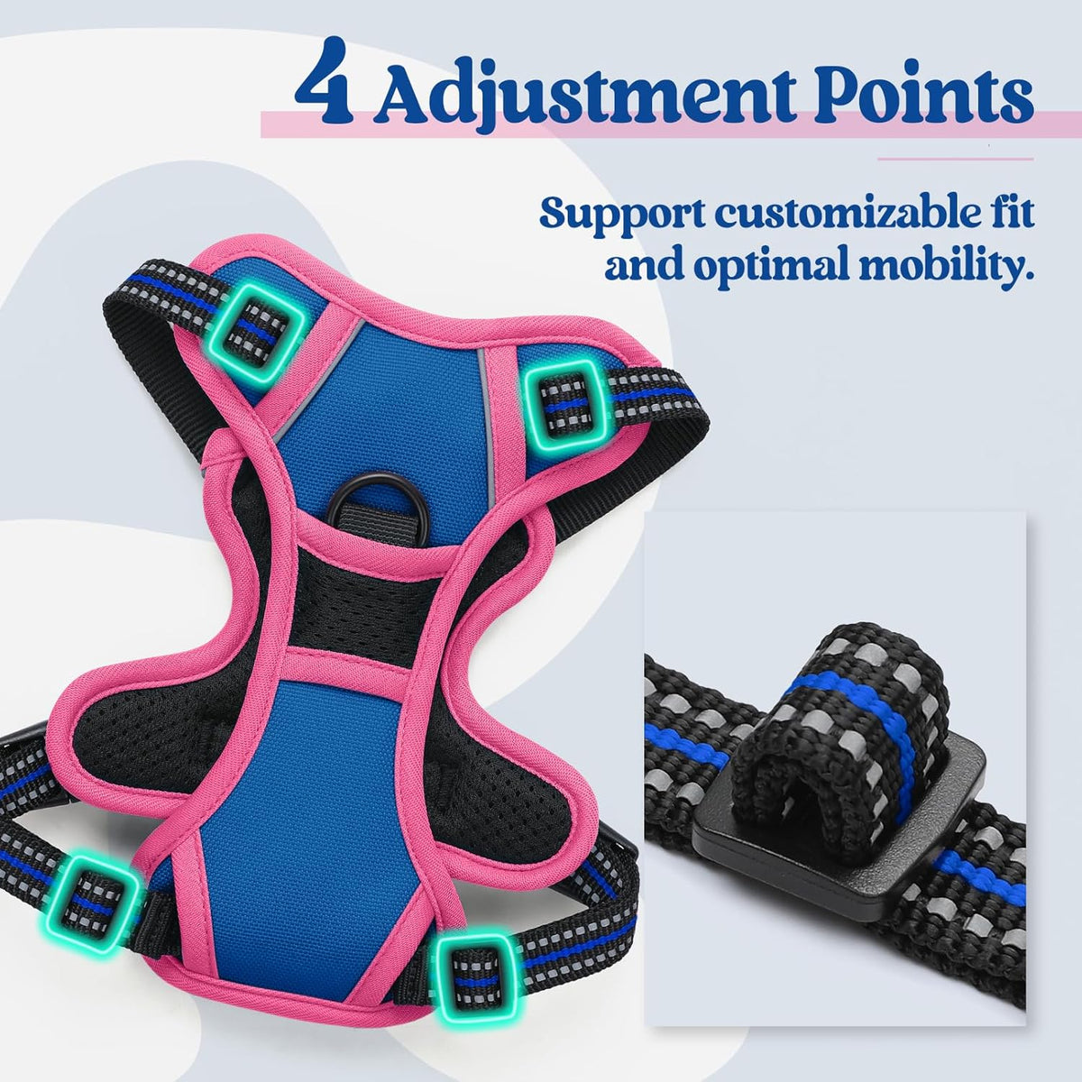 rabbitgoo Dog Harness No Pull with 2 Leash Clips, Adjustable Soft Padded, Reflective Oxford No
