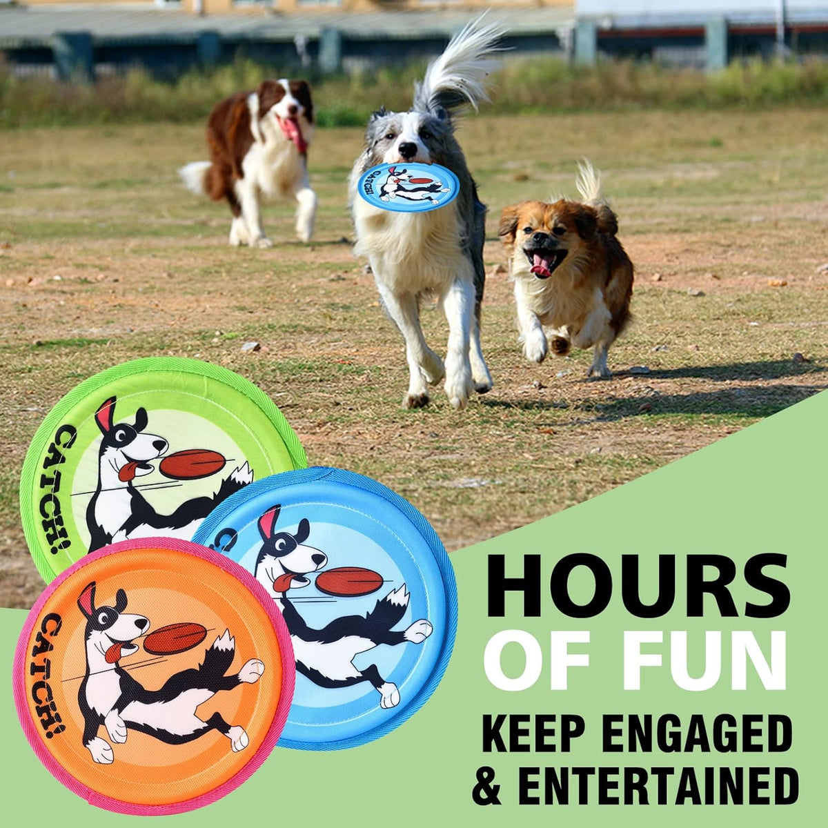 Dog Flying Disc, 3 Pack Dogs Flyer Toys, Lightweight Flying Disc Dog Fetch Toy for Small, Large