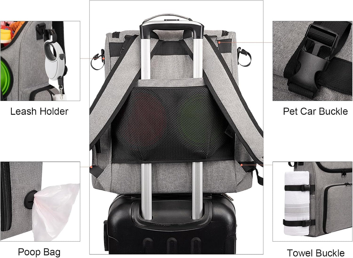Modoker Dog Travel Bag Backpack, Airline Approved Pet Accessories Organizer for Dog and Cat with