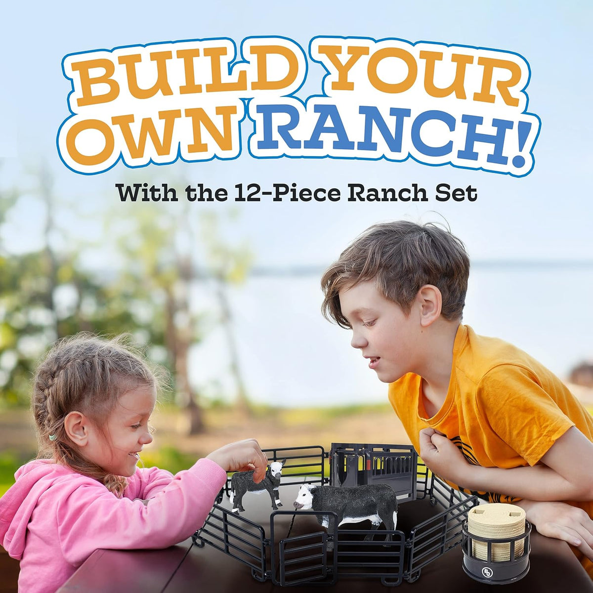 Big Country Toys 12-Piece Ranch Set - Farm Animal Toys for 3 Year Old Boys and Girls - Toy Figures