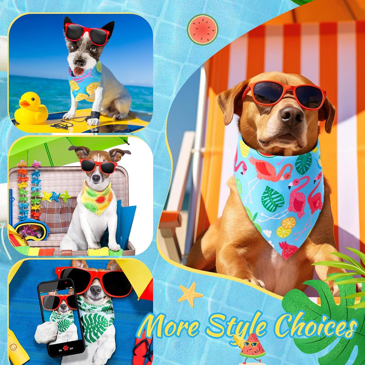 Chunful 100 Pieces Dog Bandanas Bulk Summer Pet Bandanas Pack Triangle Scarf Bib Kerchief Set for