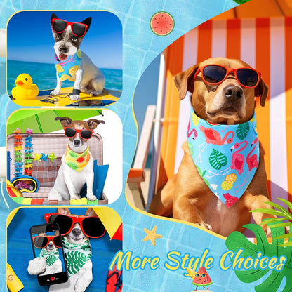Chunful 100 Pieces Dog Bandanas Bulk Summer Pet Bandanas Pack Triangle Scarf Bib Kerchief Set for