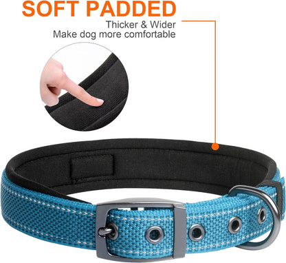 Fida Heavy Duty Dog Collar, Ultra Comfortable Soft Neoprene Padded, Adjustable Reflective Nylon Pet