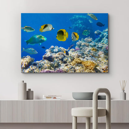 wall26 Canvas Print Wall Art Tropical Island Ocean Sea Fish Coral Reef Nature Animals Photography