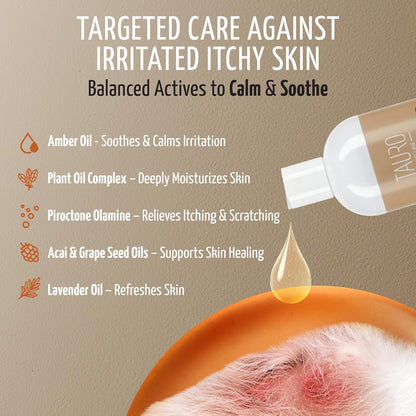 Tauro Pro Line Dog Shampoo Itchy Skin Relief - Soothes Dry, Sensitive Skin & Hot Spots, Natural