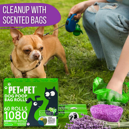 Pet N Pet 1080 Counts Green Poop Bags for Dogs, 41% Plant Based & 59% PE Extra Thick Dog Poop Bags