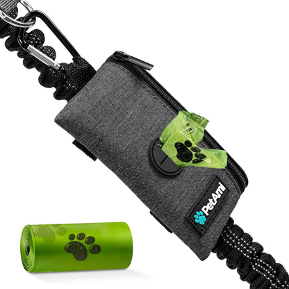 PetAmi Dog Poop Bag Holder for Leash, Dog Waste Bag Dispenser with Clip, Treat Pouch, Walking &