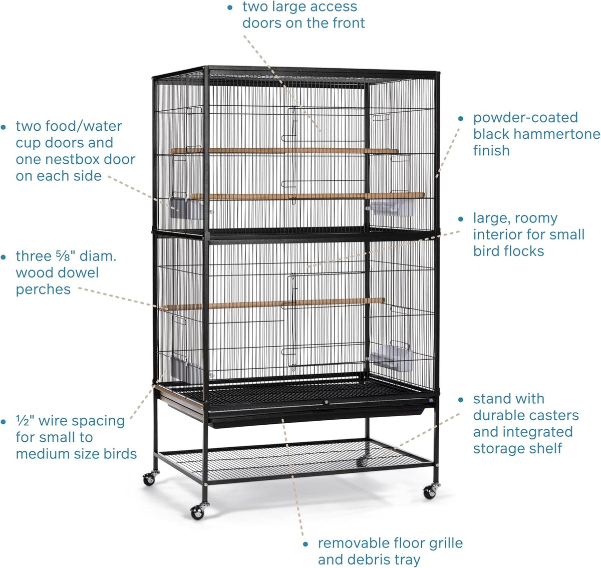 Prevue Pet Products Wrought Iron Flight Cage with Stand F040 Black Bird Cage, 31-Inch by