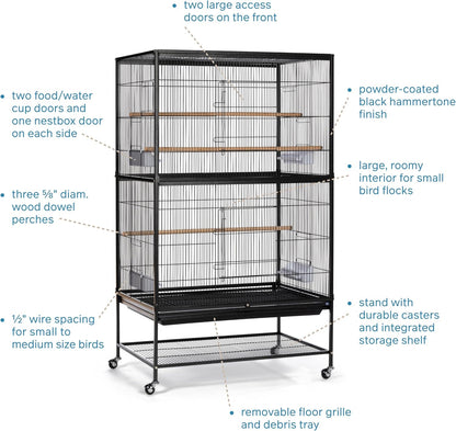 Prevue Pet Products Wrought Iron Flight Cage with Stand F040 Black Bird Cage, 31-Inch by
