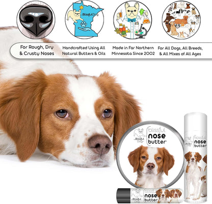 The Blissful Dog Brittany Spaniel Nose Butter for Dry, Cracked Skin, Lick-Safe Dog Nose Balm with