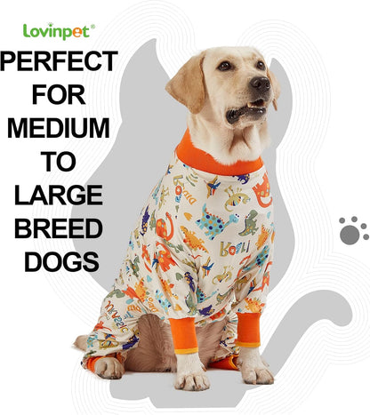 LovinPet Dog Pajamas Large Sized Dog, Anti Licking, Recovery Suit, Lightweight Jurassic Knit, UV