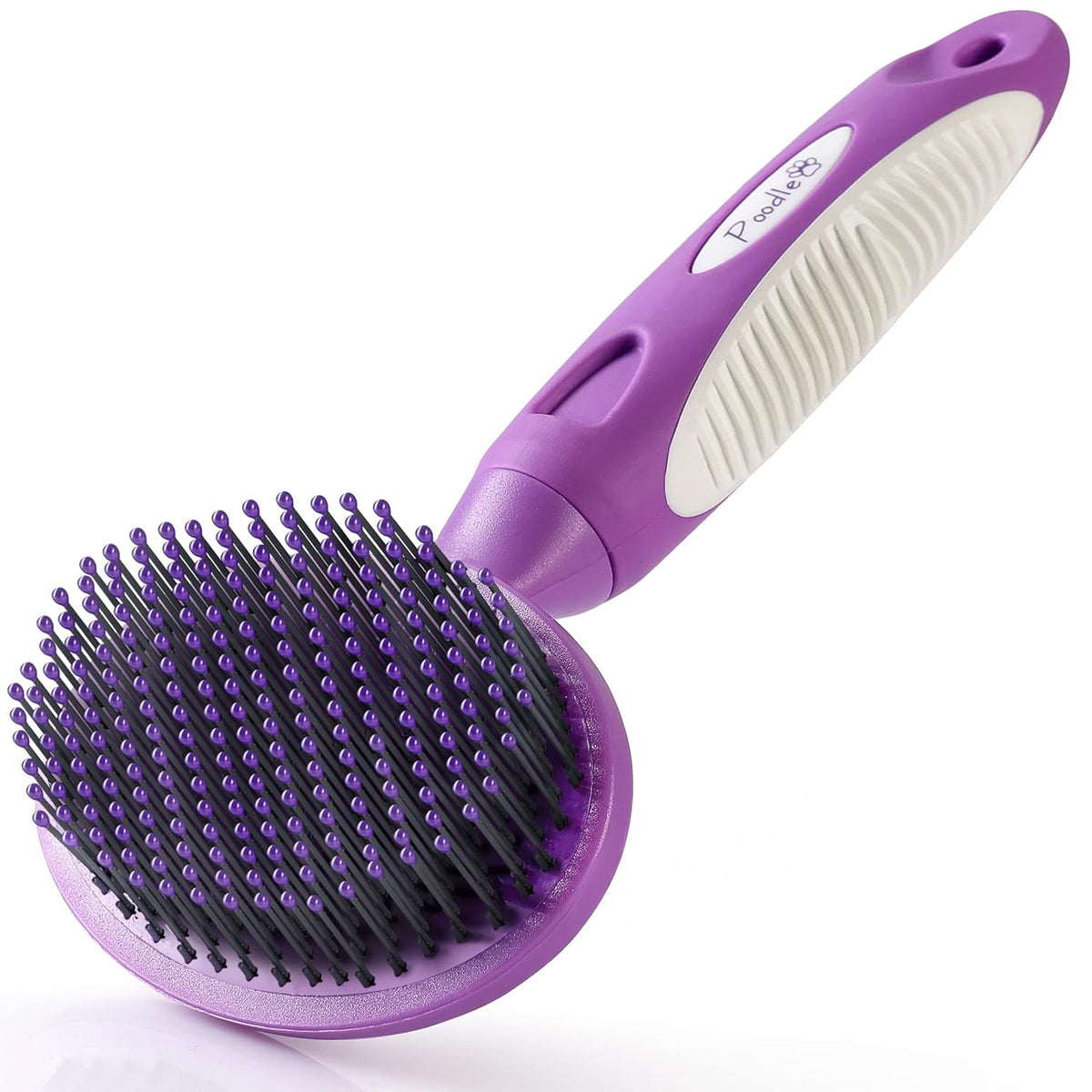 Round Bristle Pet Brush for Dogs and Cats - Soft Dog Brush for Grooming Short or Long Hair - Gentle