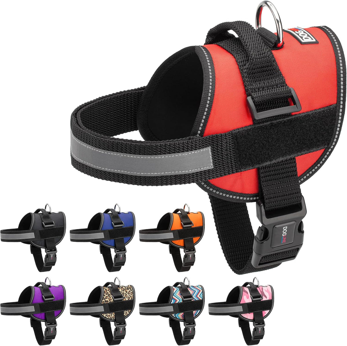 Dogline Dog Harness, Reflective No-Pull Adjustable Vest with Handle for Walking, Training, Service