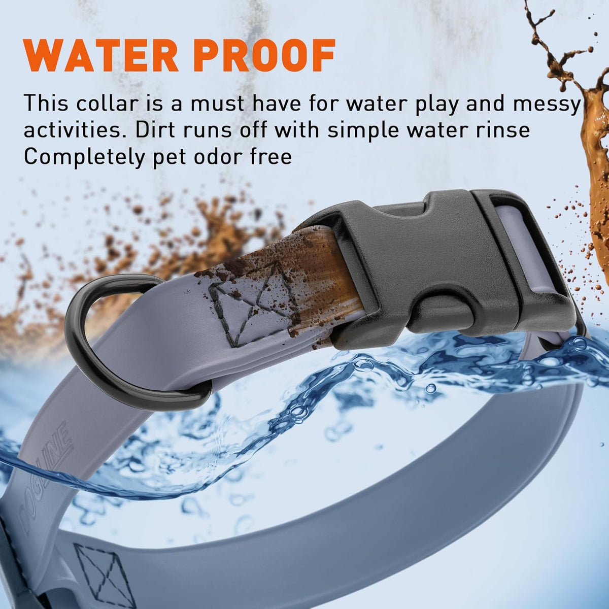 Dogline Biothane Waterproof Dog Collar with Quick Release Buckle Strong Coated Nylon Webbing with