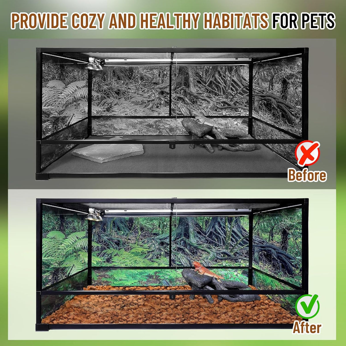 Riare 10LB Coconut Chip Substrate for Reptiles, 72 Quart Coconut Fiber Substrate Coco Chips
