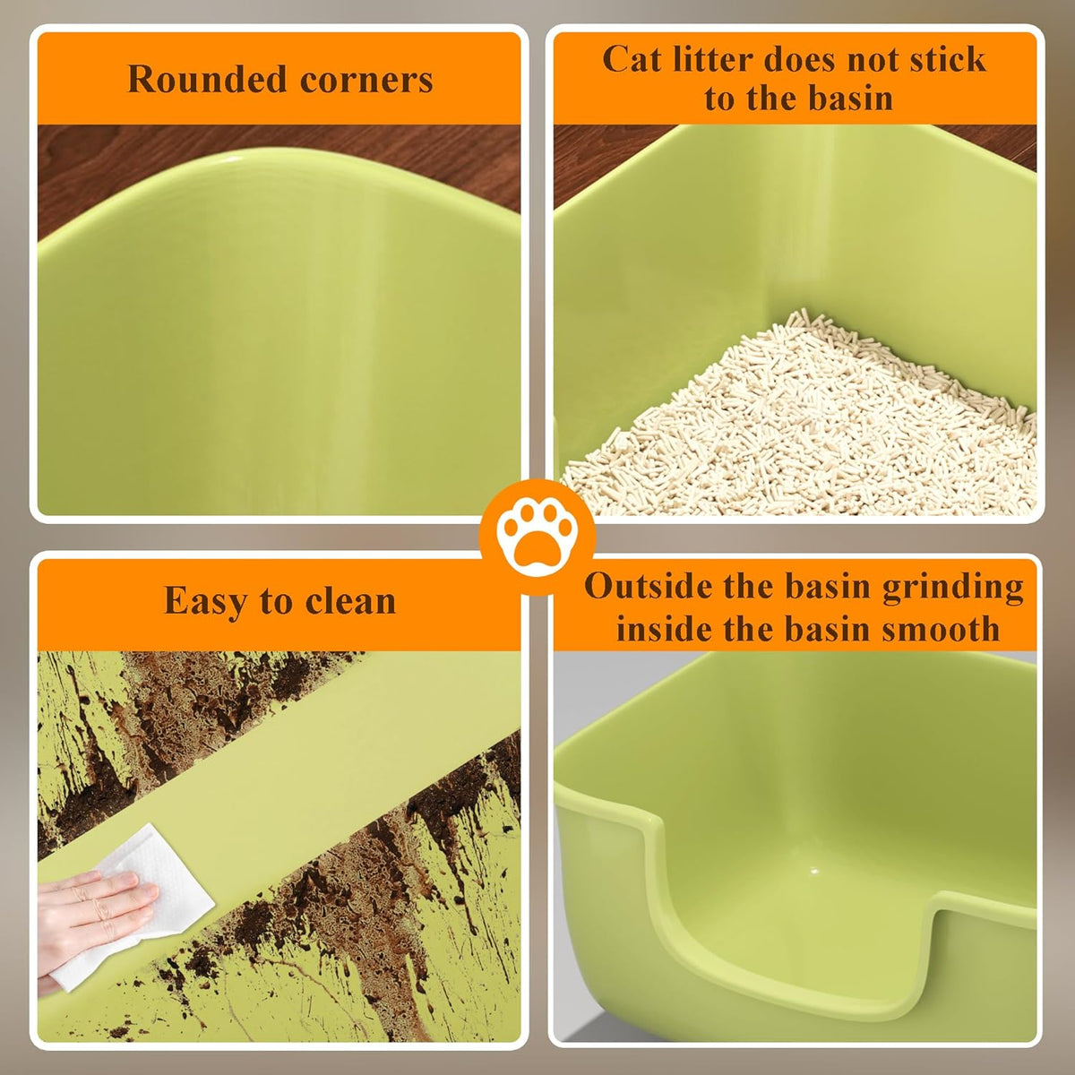 Large Cat Litter Box with High Sides, Open Kitty Litter Boxes Anti-Splashing for Indoor Cat Low