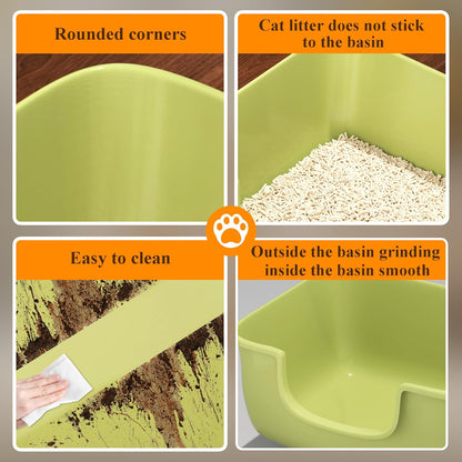 Large Cat Litter Box with High Sides, Open Kitty Litter Boxes Anti-Splashing for Indoor Cat Low