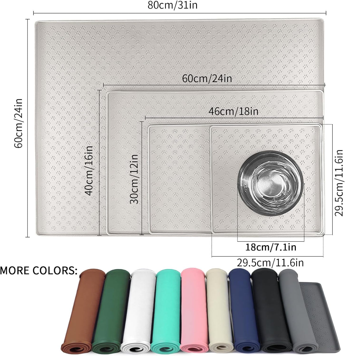 Ptlom Dog Food Mat Anti-Slip Pet Bowl Mats for Food and Water, High-Lips Pet Placemat Prevent Messy